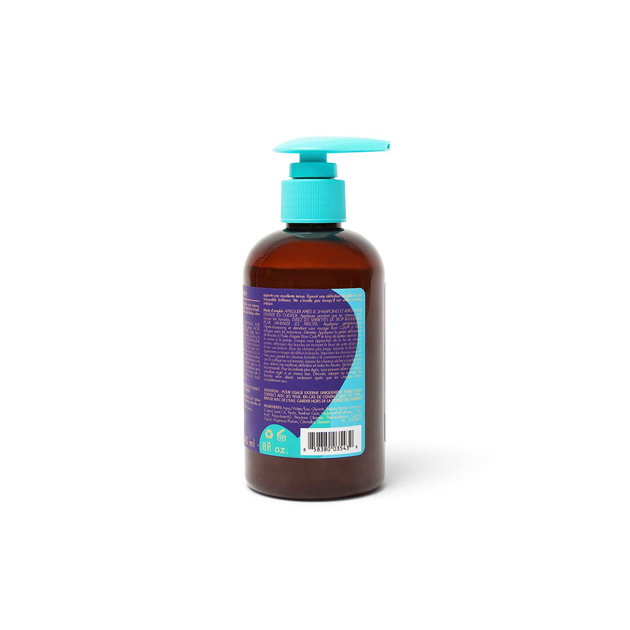 Bagside af As I Am Born Curly Curl Defining Jelly 240ml med ingrediensliste og produktinformation.