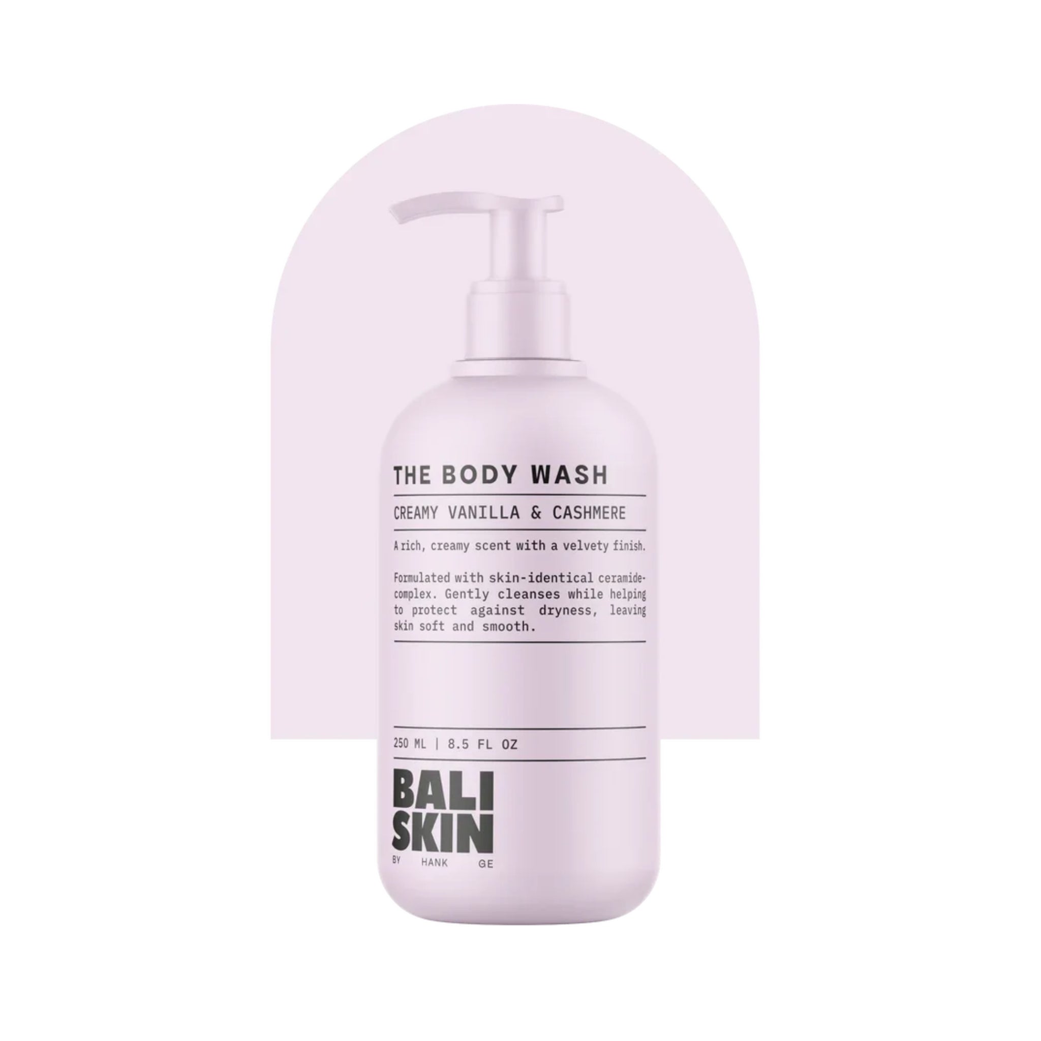 Bali Skin The Body Wash pumpeflaske i lilla med Creamy Vanilla & Cashmere duft, 250 ml.