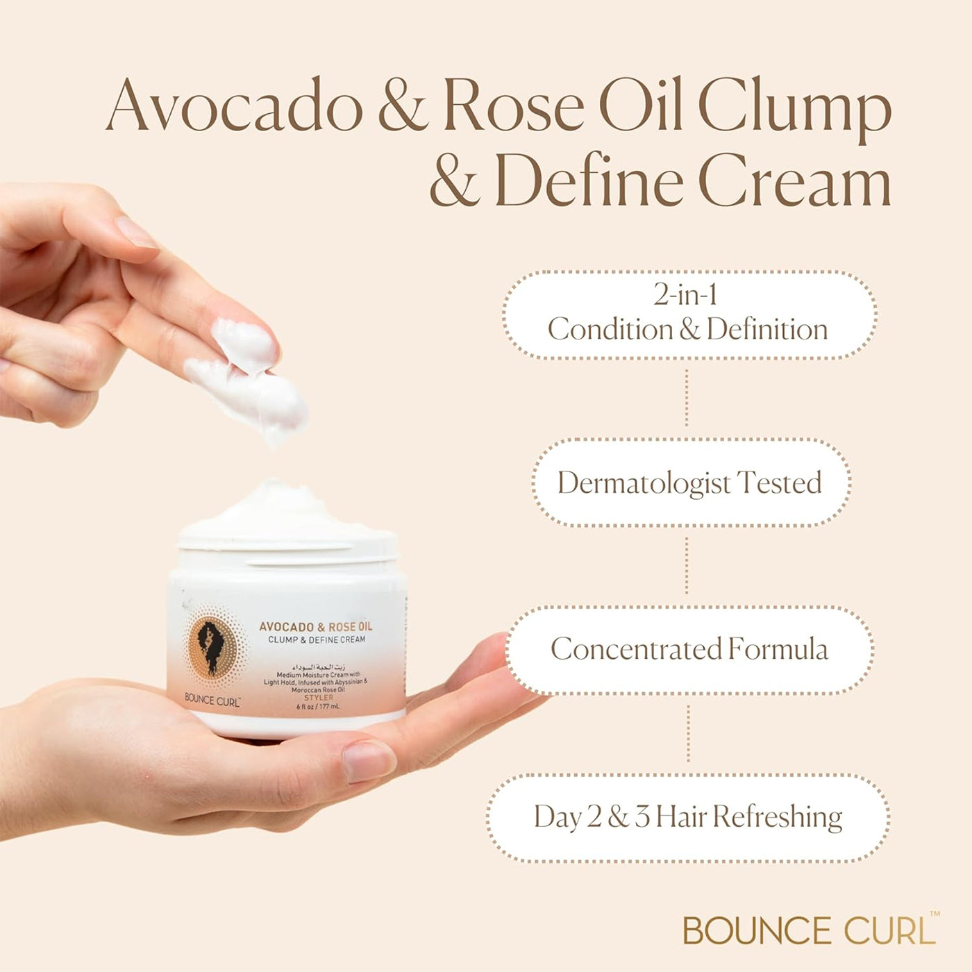 Bounce Curl Avocado & Rose Oil Clump and Define Cream 177ml