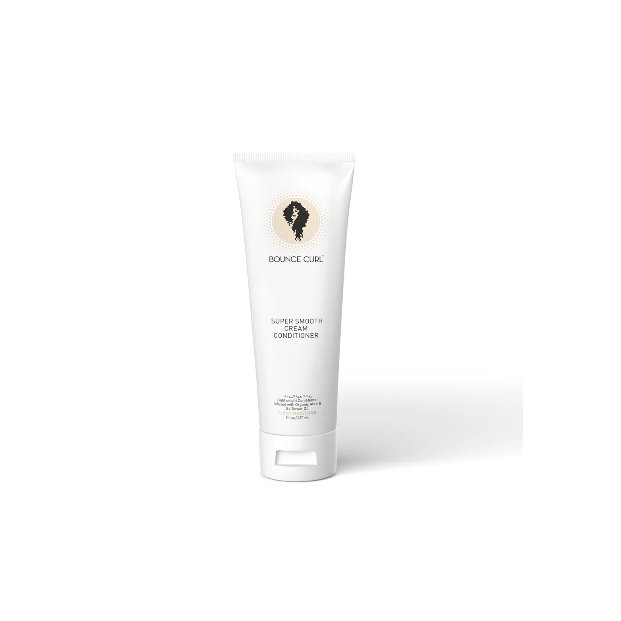 Bounce Curl Super Smooth Cream Conditioner 237ml i elegant hvid tube med guldlogo, designet til blødt, glansfuldt og velplejet hår.