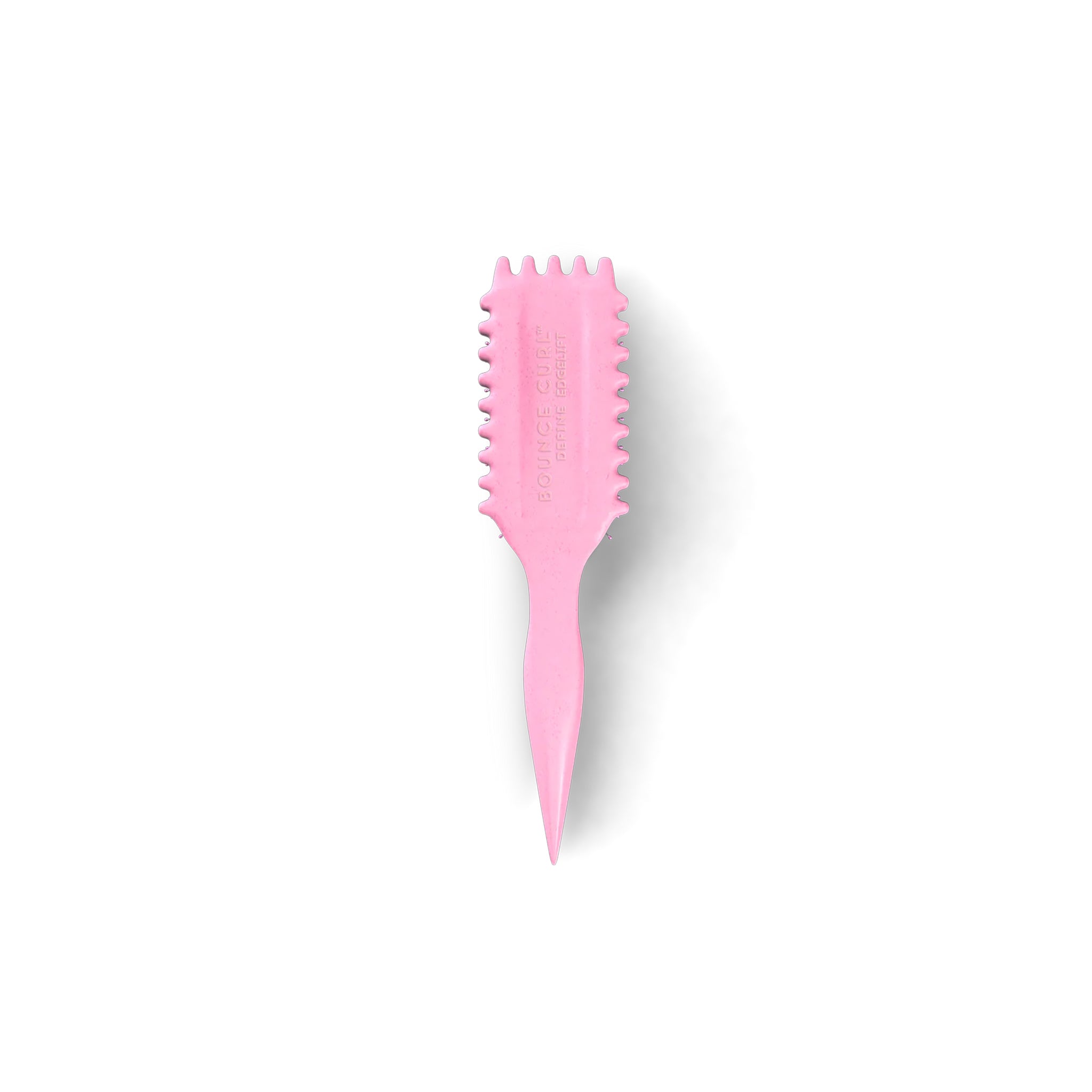 Bounce Curl Volume EdgeLift Brush Pink set bagfra med ergonomisk pink design og præget logo, ideel til styling af krøllet hår.