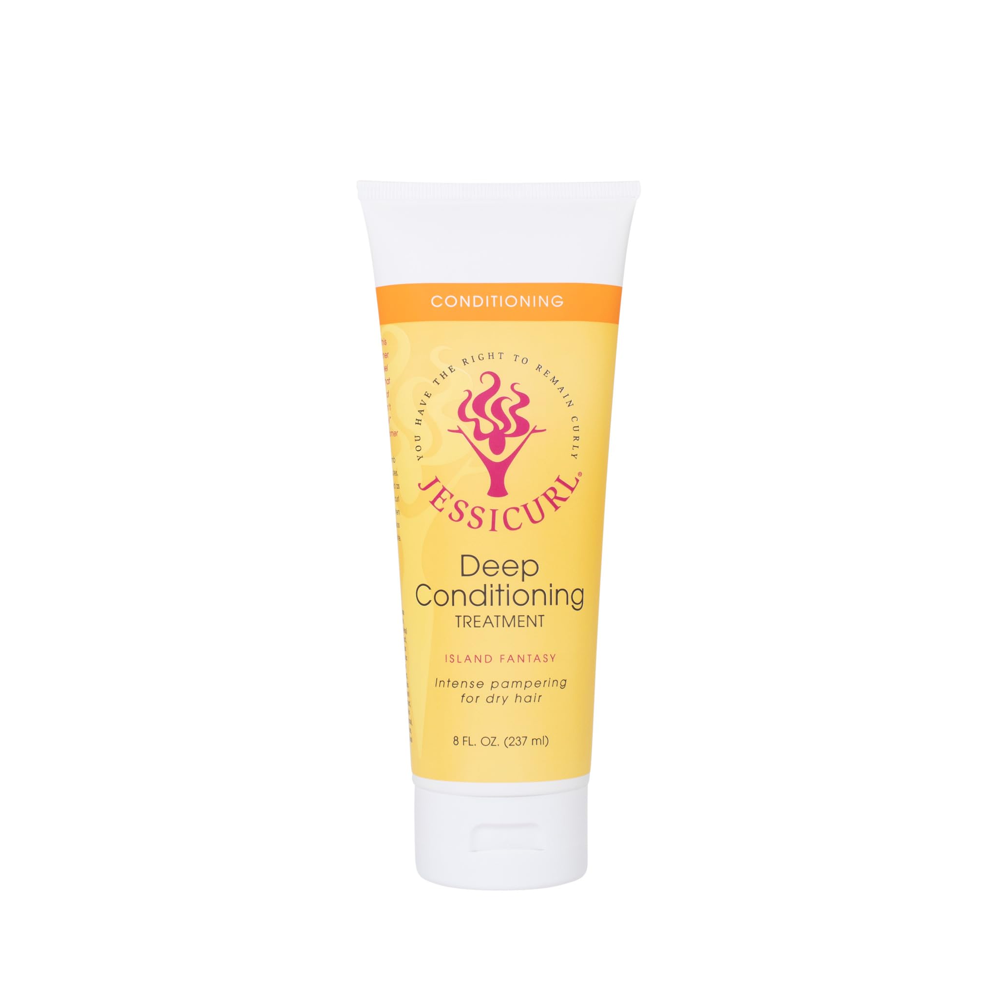 Jessicurl Deep Conditioning Treatment Island Fantasy 235ml tube og hvidt låg til intensiv pleje af tørt hår.






Ask ChatGPT
