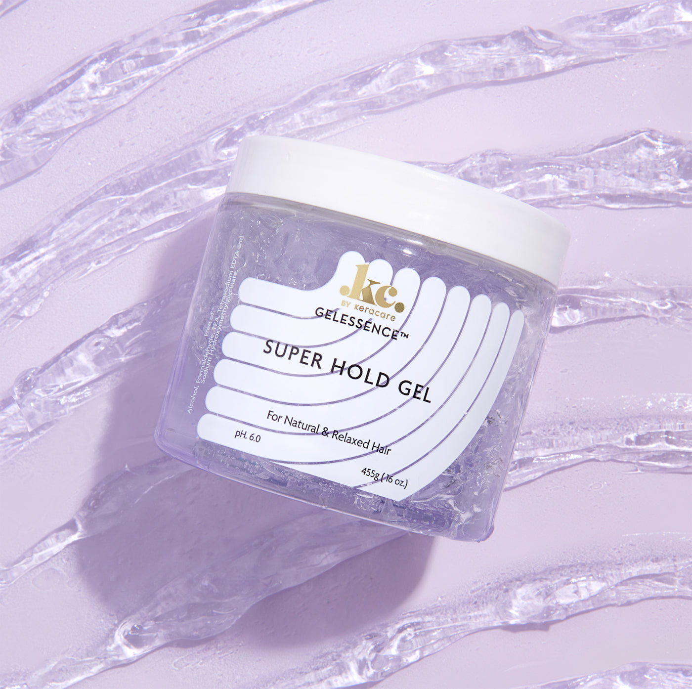 Keracare Gelessence Super Hold Gel til naturligt og glattet hår, 455g. Formuleret uden parabener, mineralolie, silikoner.