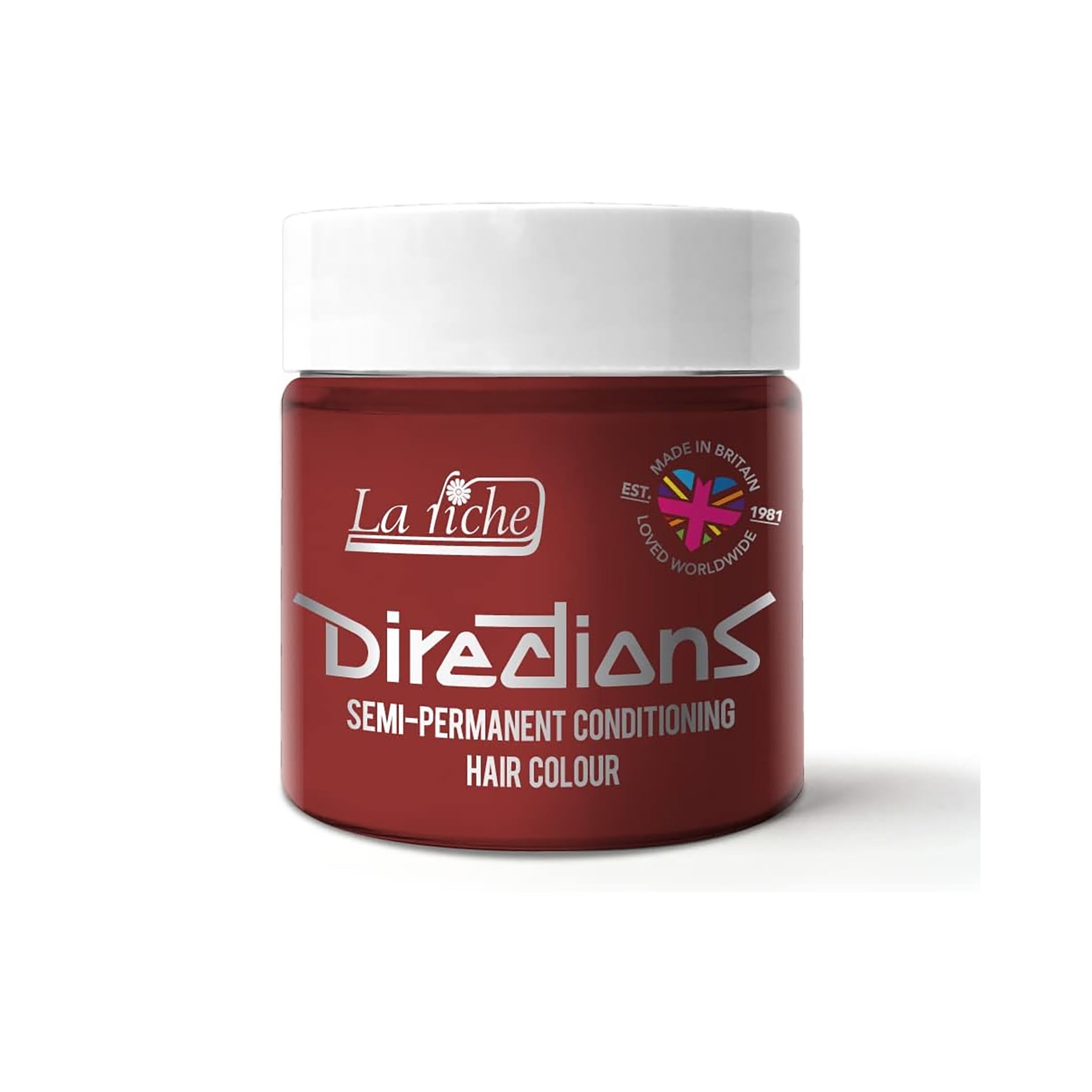 La Riche Directions semi-permanent hårfarve i Pillarbox Red 88 ml – intens postkasserød nuance med plejende egenskaber, vegansk og produceret i Storbritannien.