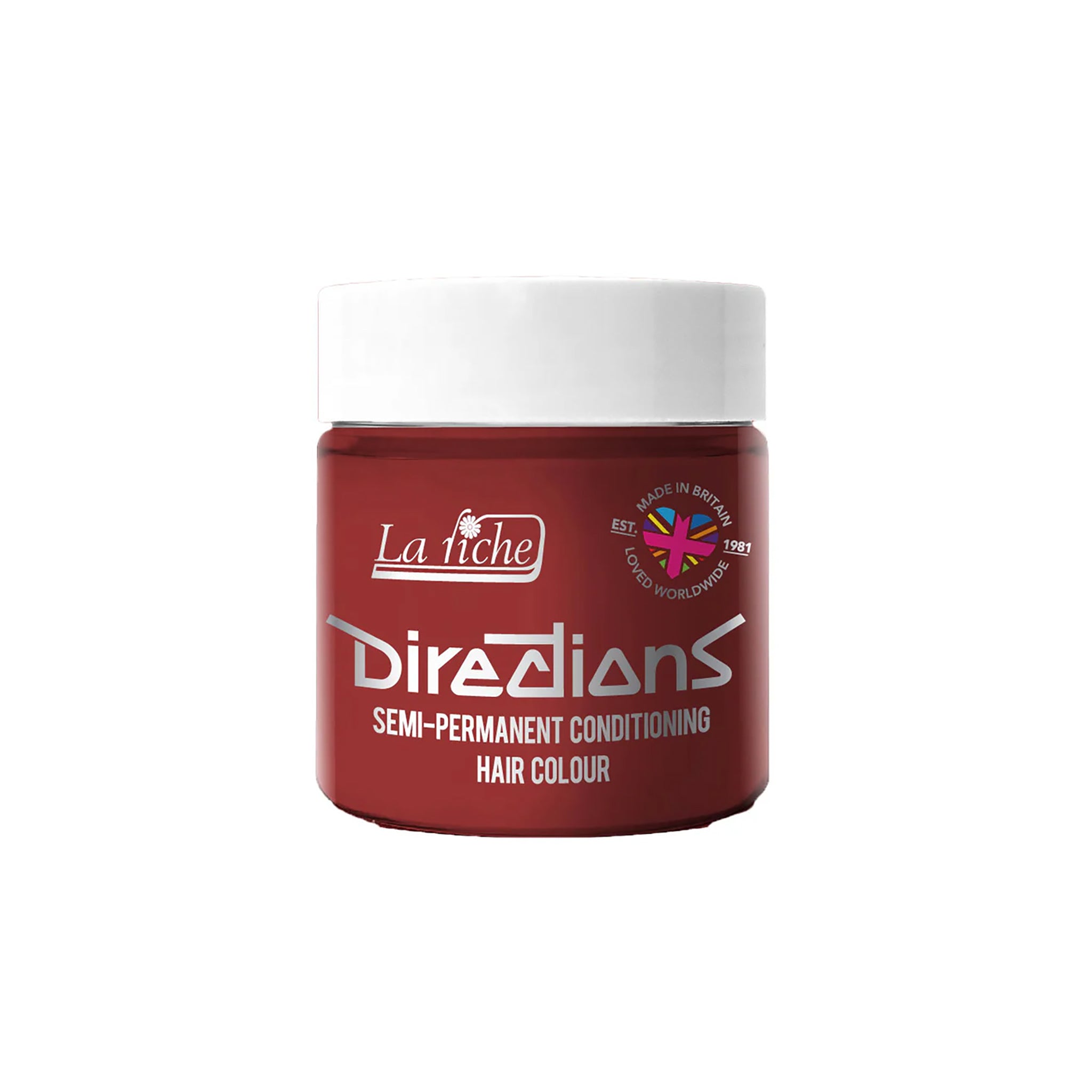 La Riche Directions semi-permanent hårfarve i Vermillion Red 88 ml – dyb varm rød hårfarve med plejende effekt, vegansk og fremstillet i Storbritannien.