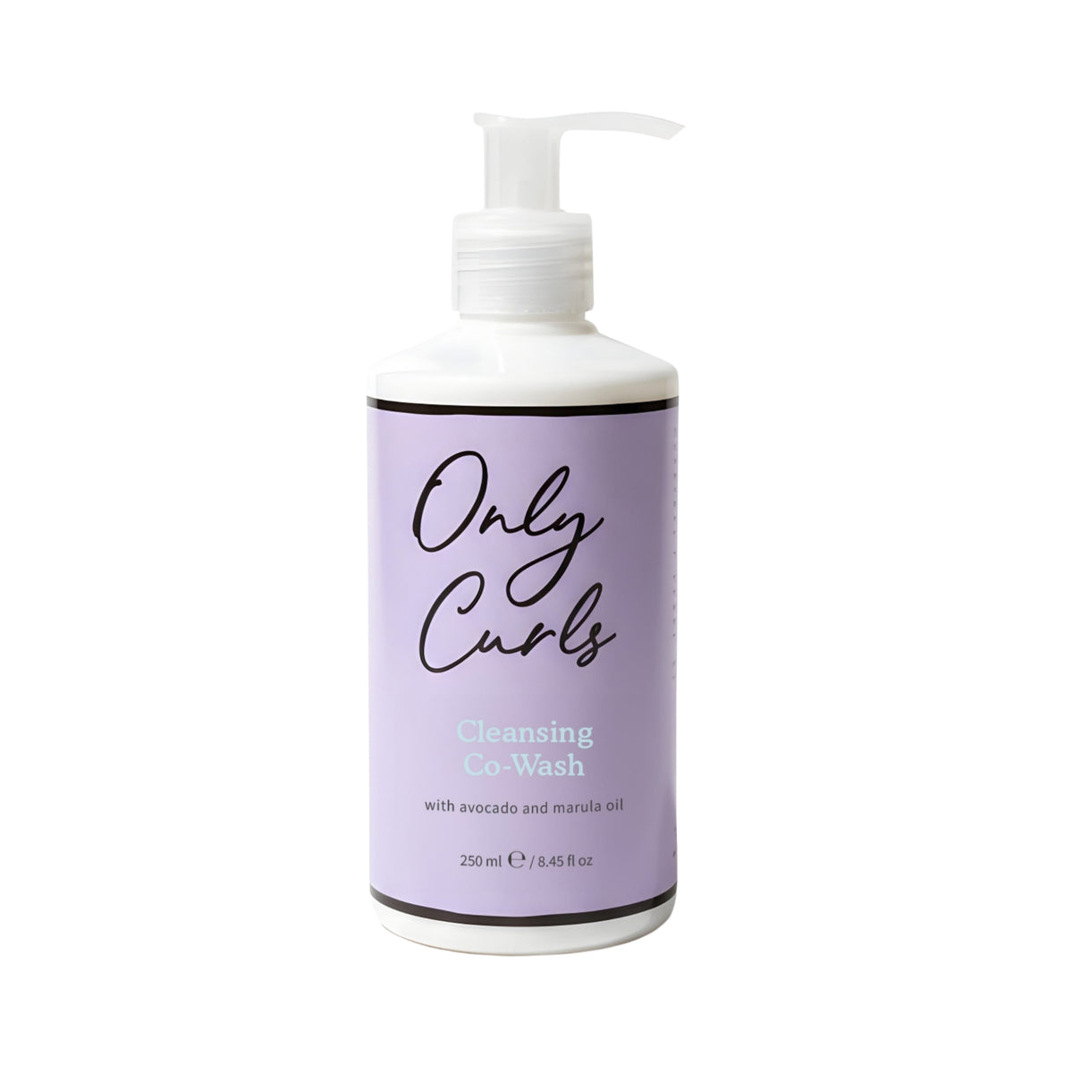 Only Curls Cleansing Co-Wash 250ml – lilla pumpeflaske med skånsom co-wash med avocado- og marulaolie til krøller.