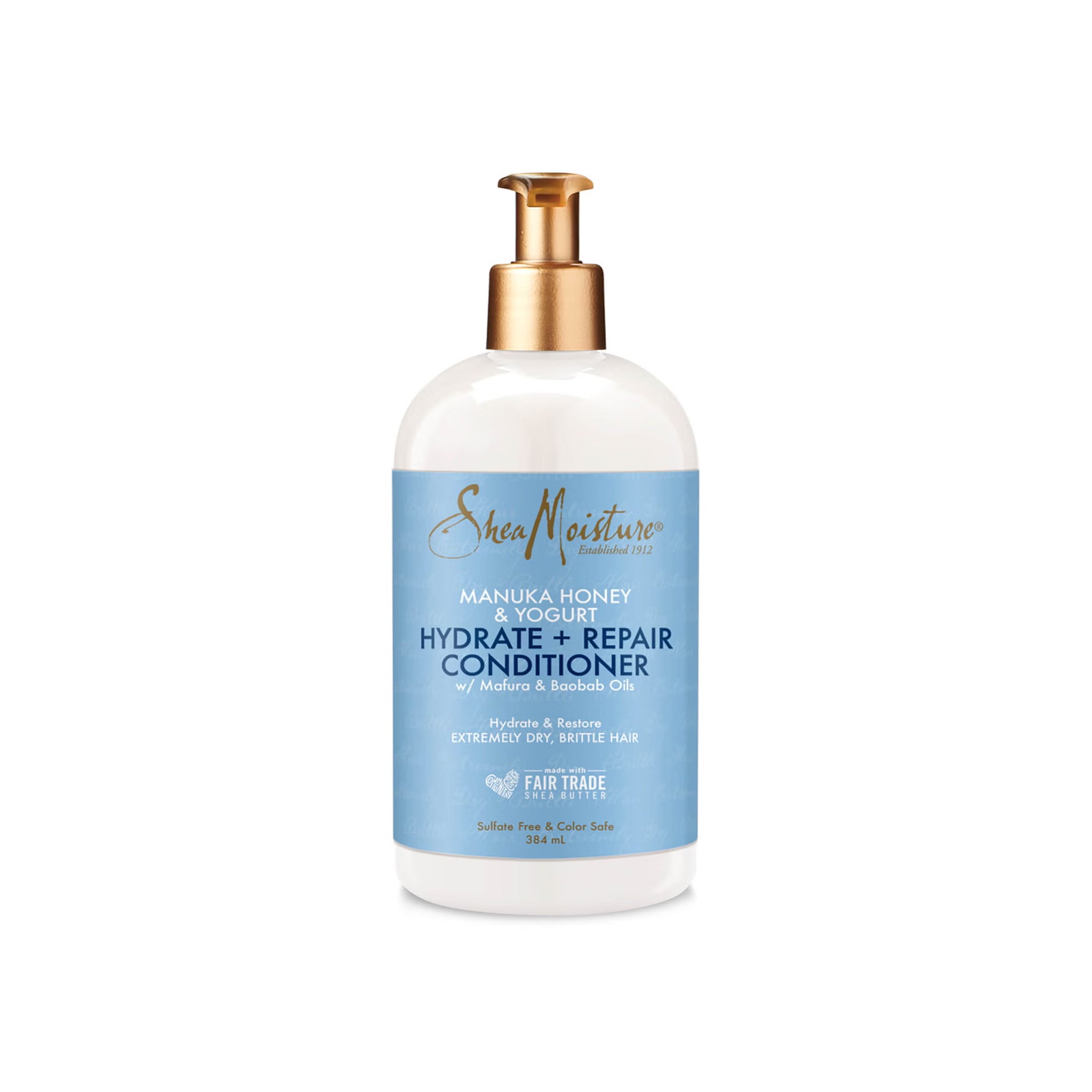 Shea Moisture Manuka Honey & Yogurt Conditioner med mafura- og baobabolier. Hydrerer og genopbygger tørt hår.