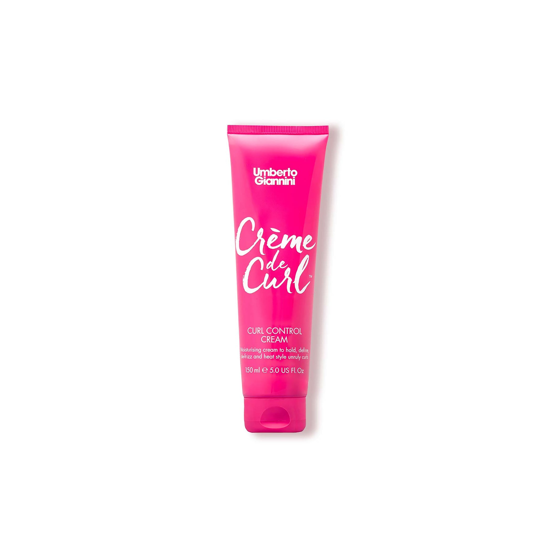 Lyserød tube med Umberto Giannini Crème de Curl curl control cream til styling og pleje af krøllet hår.